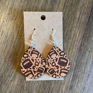 Wood Football Dangle earrings